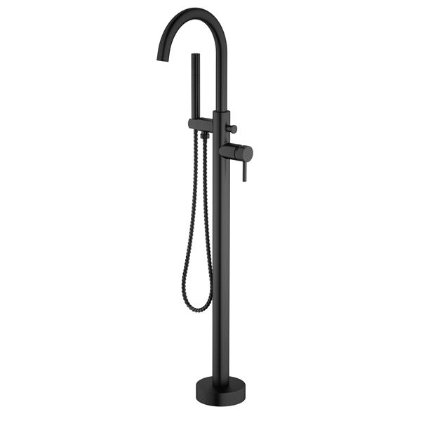 A&E Bath & Shower Milan Freestanding Faucet - Round Spout - Black
