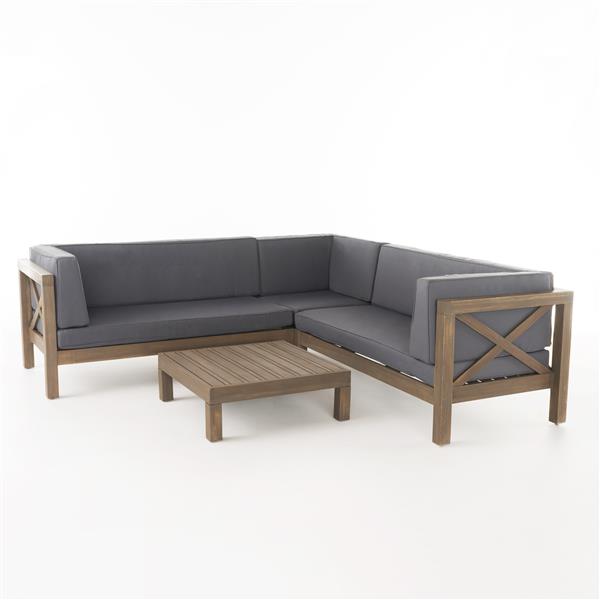 Best Selling Home Decor Belle Patio Set - Sectional Sofa with Coffee Table - Grey - Set of 4