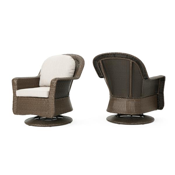 Best Selling Home Decor Roderick Outdoor Swivel Club Chairs - Brown Wicker - Set of 2