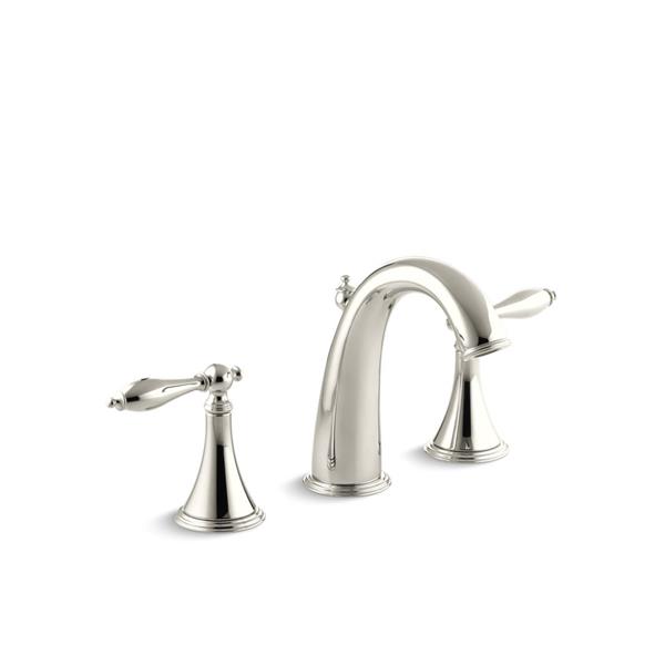 KOHLER Finial Widespread Bathroom Sink Faucet with Lever Handles 3104M