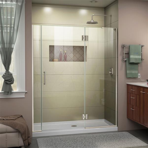 DreamLine Frameless Hinged Tub/Shower Door - 56.5" - Nickel
