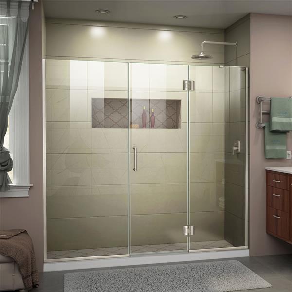 DreamLine Frameless Hinged Tub/Shower Door - 72.5" - Nickel