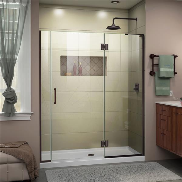 DreamLine Frameless Hinged Tub/Shower Door - 58" - Bronze