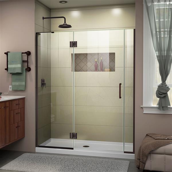 DreamLine Frameless Shower Door with 2 Panels - 60" - Bronze
