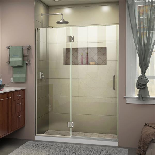 DreamLine Frameless Hinged Tub/Shower Door - 50" - Nickel