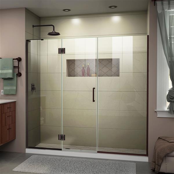 DreamLine Frameless Shower Door with 2 Panels - 72" - Bronze
