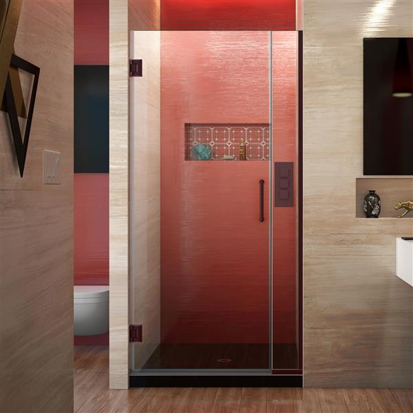 DreamLine Unidoor Plus Shower Door - Alcove Installation - 29.5-in - Oil Rubbed Bronze