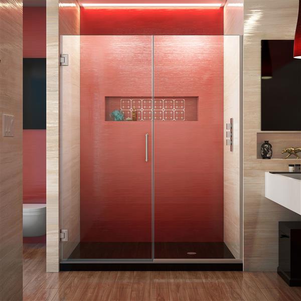 DreamLine Unidoor Plus Shower Door - Clear Glass - 60-in - Brushed Nickel