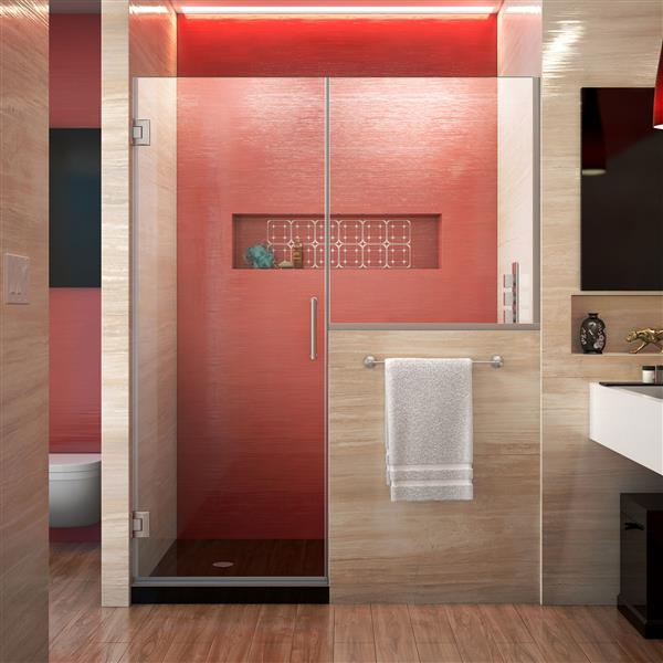 DreamLine Unidoor Plus Shower Door - 59-in - Brushed Nickel