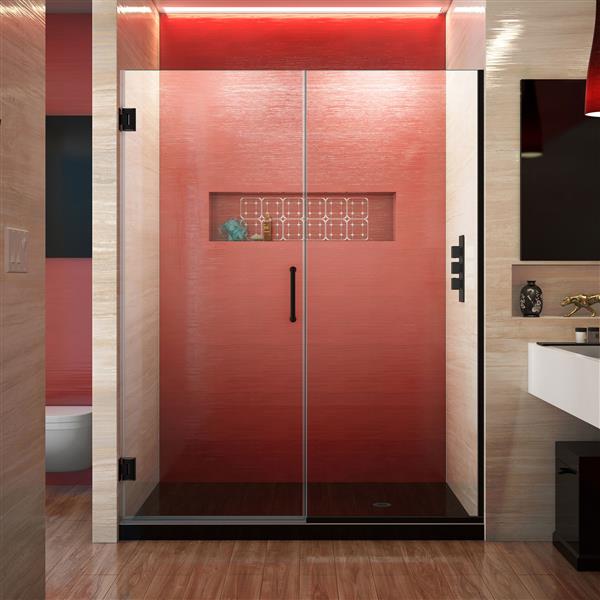 DreamLine Unidoor Plus Shower Door - Alcove Installation - 56.5-in - Satin Black