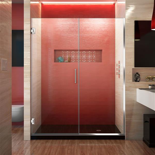 DreamLine Unidoor Plus Shower Door - Alcove Installation - 60.5-in - Chrome