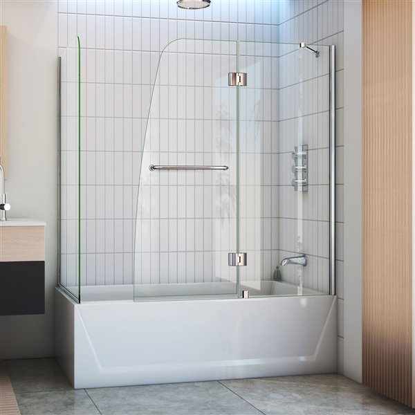 DreamLine Aqua Bathtub Door - Alcove Installation - 56-in - Brushed Nickel