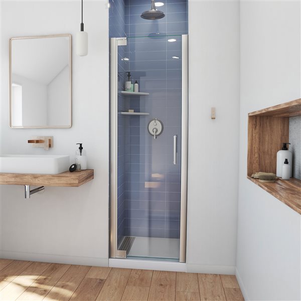 DreamLine Elegance Shower Door - Alcove Installation - 28.75-in - Brushed Nickel