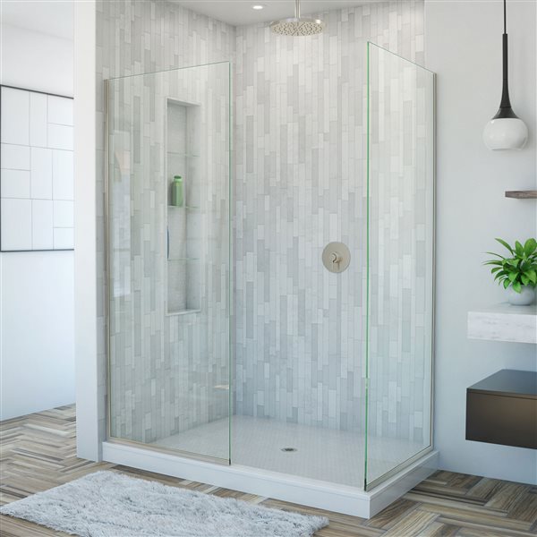 DreamLine Linea Alcove Shower Door - Clear Glass - 30-in - Brushed Nickel