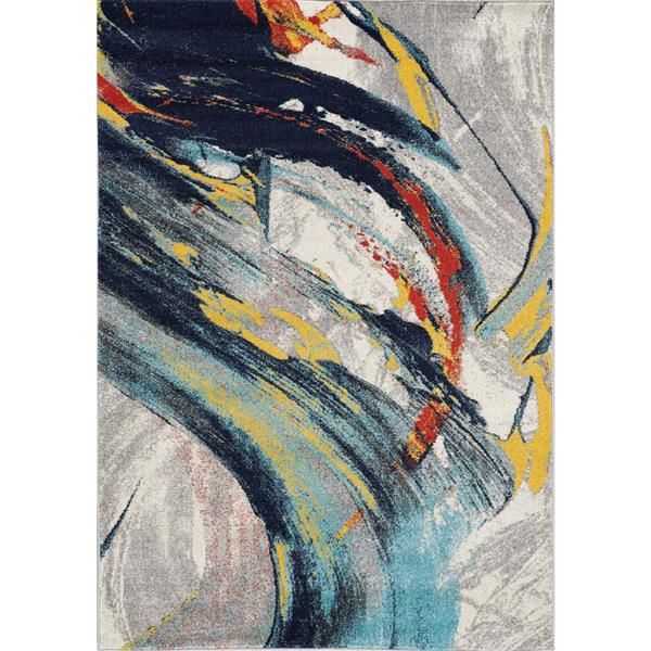 Novelle Home Precision Rug - Abstract Brushtrokes - 5.25-ft x 7.58-ft - Grey