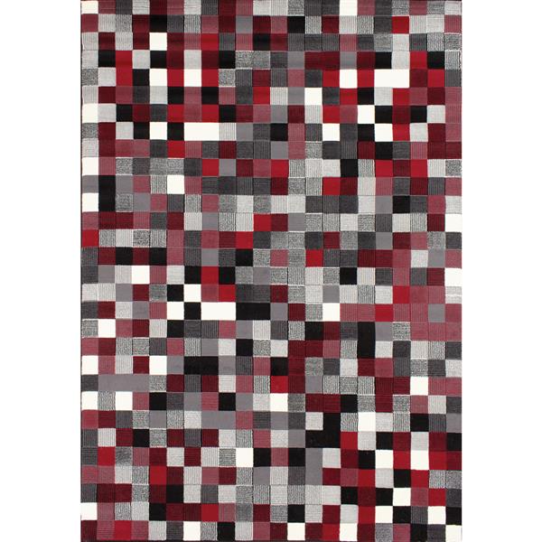 Novelle Home Fiona Rug - Tiny Block Pattern - 5.25-ft x 7.3-ft - Red