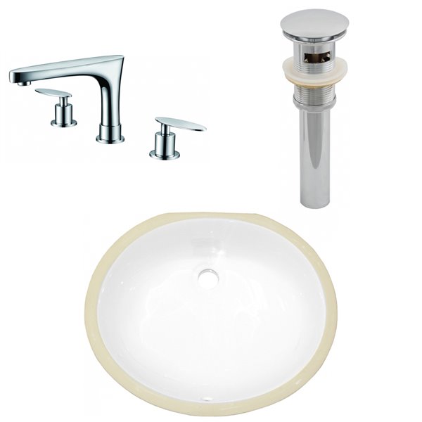 American Imaginations Oval Undermount Bathroom Sink with Overflow - 16.5-in x 13.25-in - White
