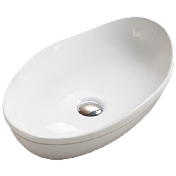 American Imaginations Vessel Bathroom Sink - Oval Shape - 20.5-in - White