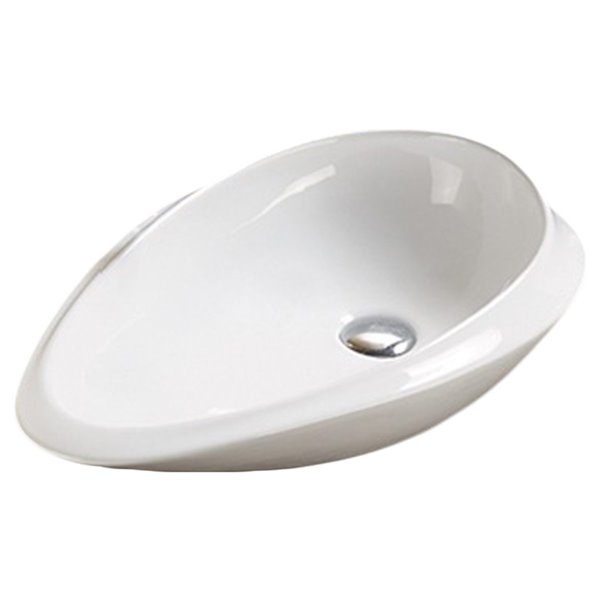 American Imaginations Vessel Bathroom Sink - Oval Shape - 24.01-in x 14.6-in - White