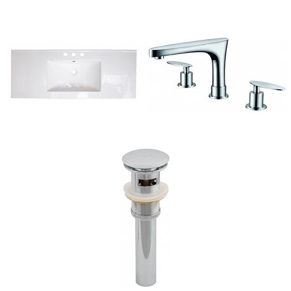 American Imaginations Roxy Bathroom Vanity Top Set - Single Sink and Single Hole Faucet - 48-in - White Ceramic