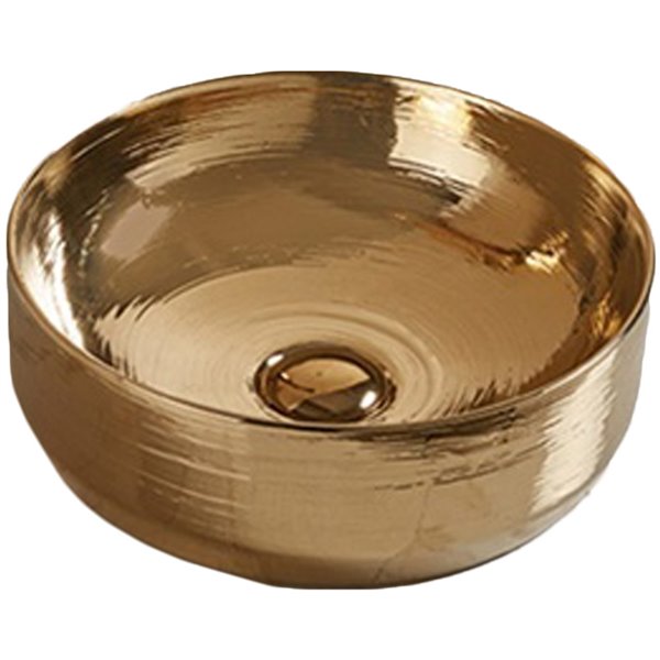 American Imaginations Vessel Bathroom Sink - Round Shape - 13.89-in - Gold