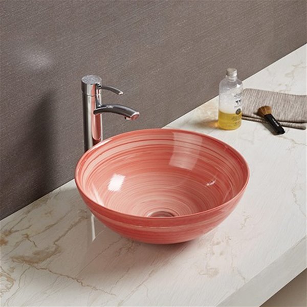 American Imaginations Vessel Bathroom Sink - Round Shape - 16.34-in x 16.34-in - Red