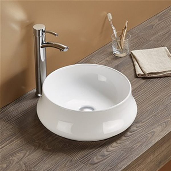 American Imaginations Round Vessel Bathroom Sink without Overflow Drain