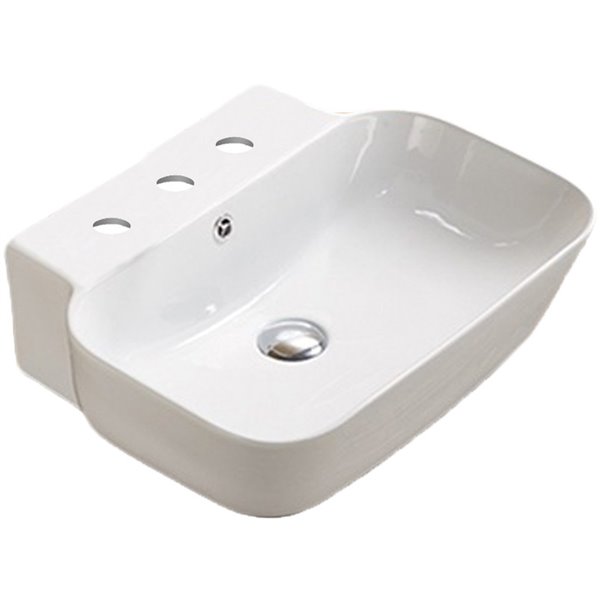 American Imaginations Vessel Bathroom Sink - Rectangular Shape - 20-in - White