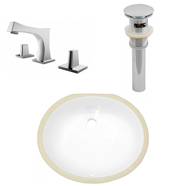 American Imaginations Undermount Bathroom Sink - Oval Shape - 16.5-in x 13.25-in - White