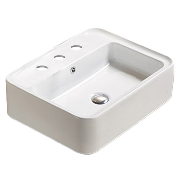 American Imaginations Vessel Bathroom Sink - Rectangular Shape - 20.9-in - White