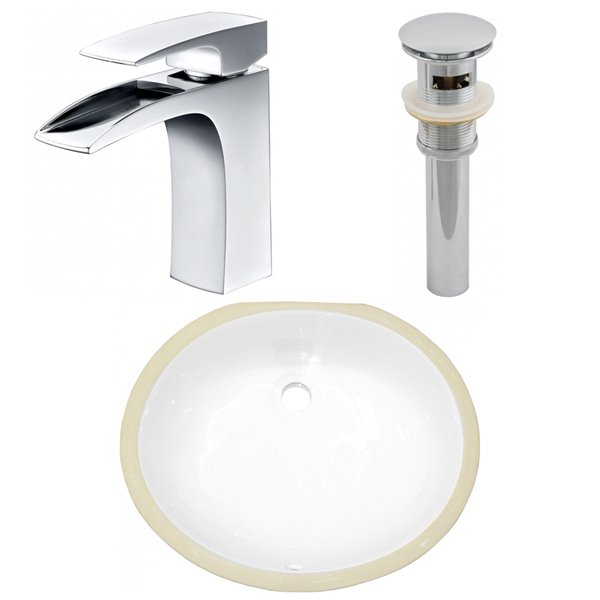 American Imaginations Undermount Bathroom Sink - Oval Shape - 18.25-in - White