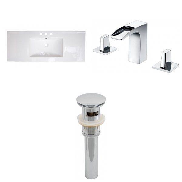 American Imaginations Roxy Bathroom Vanity Top Set with Modern Faucet - Single Sink - 48-in - White Ceramic