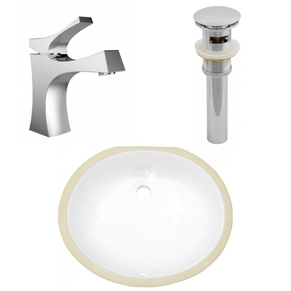 American Imaginations Oval Undermount Bathroom Sink - Integrated Overflow - 18.25-in x 15.25-in - White