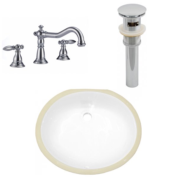 American Imaginations Oval Undermount Bathroom Sink - 18.25-in x 15.25-in - White