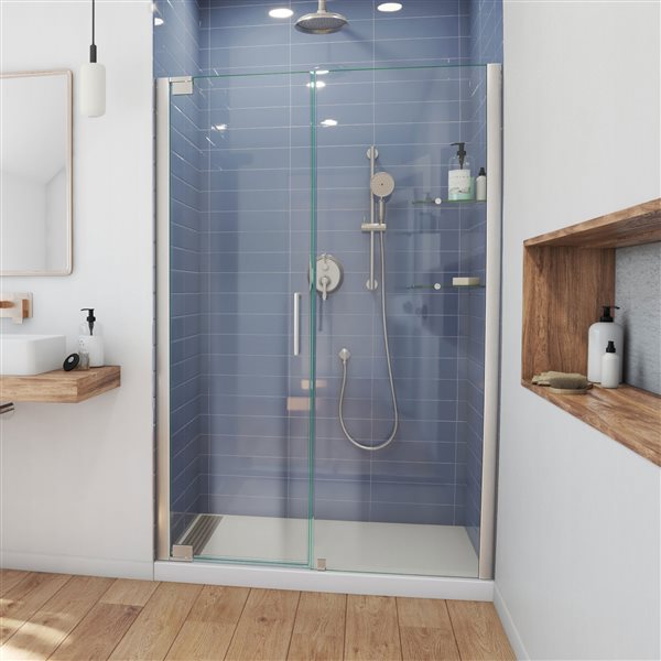 DreamLine Elegance Shower Door - Frameless Design - 52.75-54.75-in - Brushed Nickel
