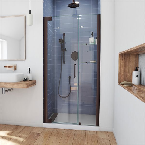 DreamLine Elegance Shower Door - Frameless Design - 44.25-46.25-in - Oil Rubbed Bronze