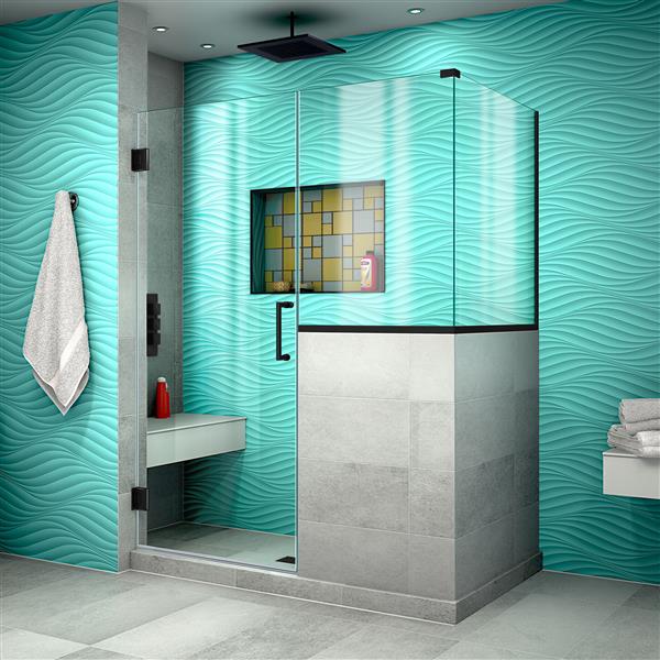 DreamLine Unidoor Plus Shower Enclosure - Frameless Design - 47-in - Satin Black