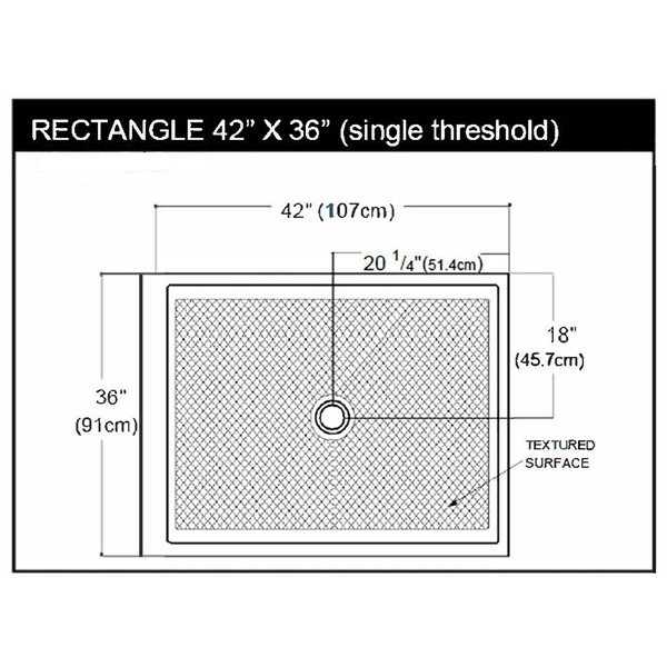 The Marble Factory Shower Base with Center Drain 42in x 36in