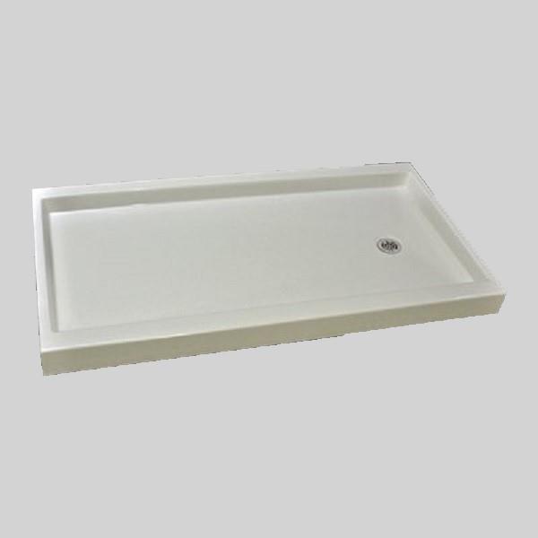 The Marble Factory Shower Base with Right-Hand Offset Drain - 60-in x 32-in - White