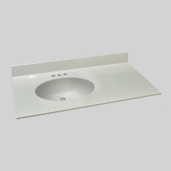 The Marble Factory Single-Bowl Vanity Top - 37-in x 22-in - Engineered Marble - White