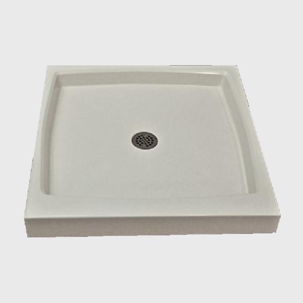 The Marble Factory Shower Base with Center Drain - Single Threshold - 32-in x 32-in - White