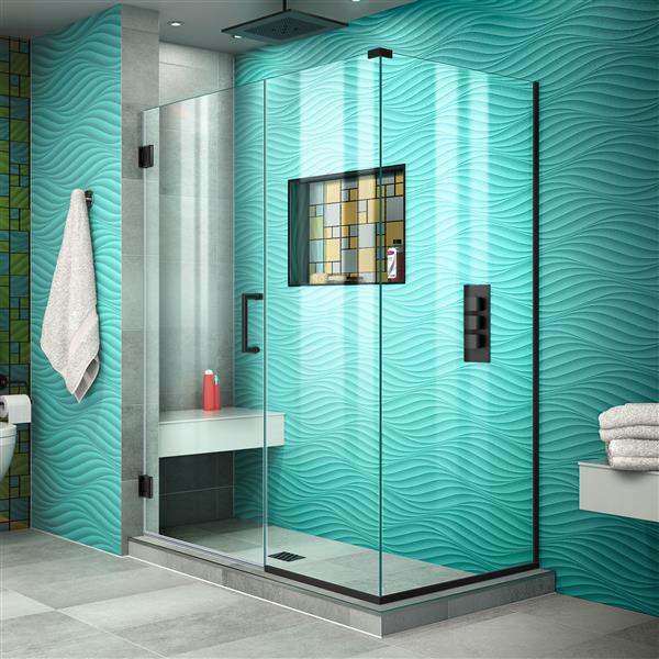 DreamLine Unidoor Plus Shower Enclosure - Clear Glass - 48-in x 72-in - Satin Black