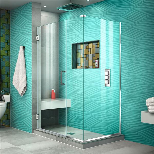DreamLine Unidoor Plus Shower Enclosure - 40.5-in x 72-in - Chrome