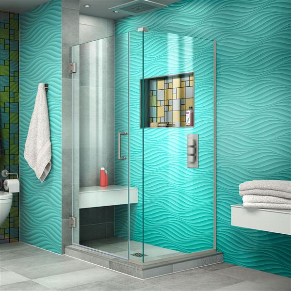 DreamLine Unidoor Plus Shower Enclosure - 32.5-in x 72-in - Brushed Nickel