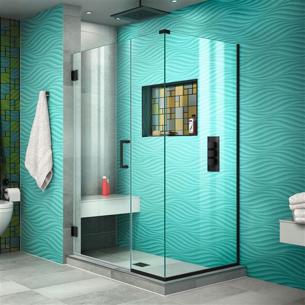 DreamLine Unidoor Plus Shower Enclosure - Clear Glass - 39.5-in x 72-in - Satin Black