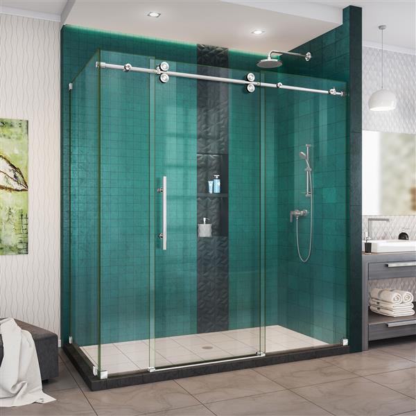 DreamLine Enigma-XO Shower Enclosure - 68.38-72.38-in x 76-in - Polished Stainless Steel