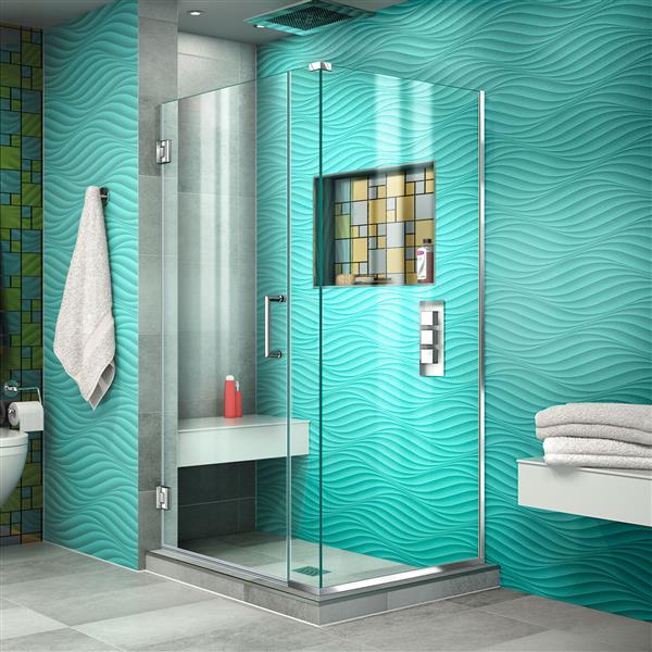 DreamLine Unidoor Plus Shower Enclosure - Pivot/Hinged Door - 34.5-in x 72-in - Chrome