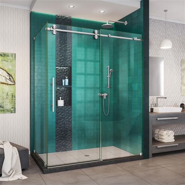 DreamLine Enigma-XO Shower Enclosure - 50-54-in x 76-in - Brushed Stainless Steel