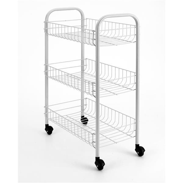 Metaltex Siena Rolling Cart - 3-Tier - White