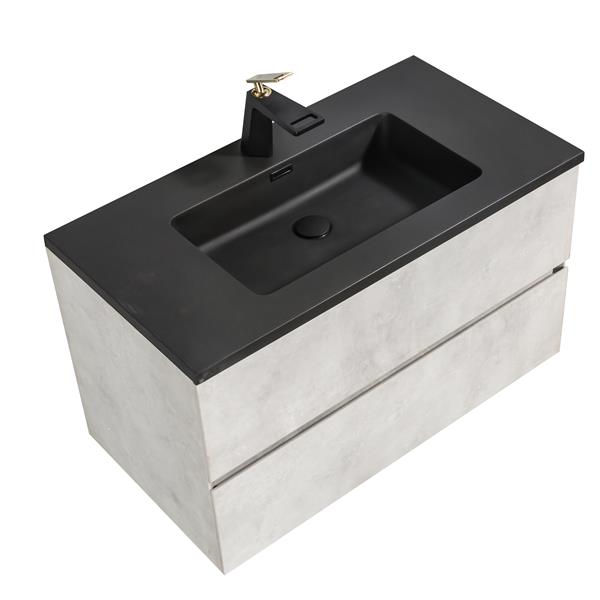 GEF Sadie Bathroom Vanity - Quartz Top - 36-in - Grey